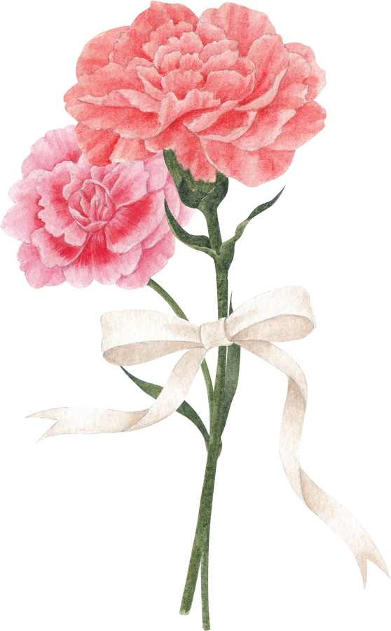 Watercolor Carnation Flower Bouquet